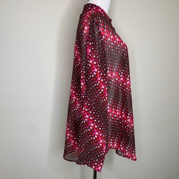 Venezia Purple Brown Polka Dot Sheer Blouse Sz 14/16 NWOT - Picture 4 of 6